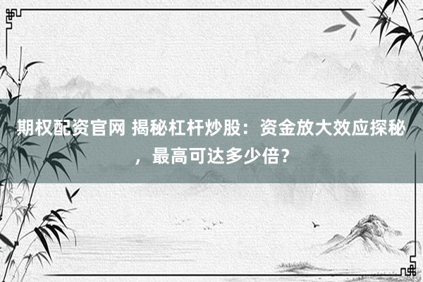 期权配资官网 揭秘杠杆炒股：资金放大效应探秘，最高可达多少倍？