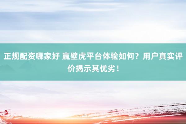 正规配资哪家好 赢壁虎平台体验如何？用户真实评价揭示其优劣！