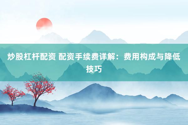 炒股杠杆配资 配资手续费详解：费用构成与降低技巧