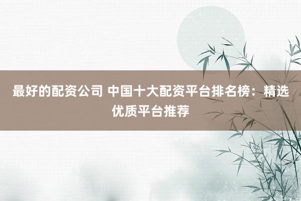 最好的配资公司 中国十大配资平台排名榜：精选优质平台推荐