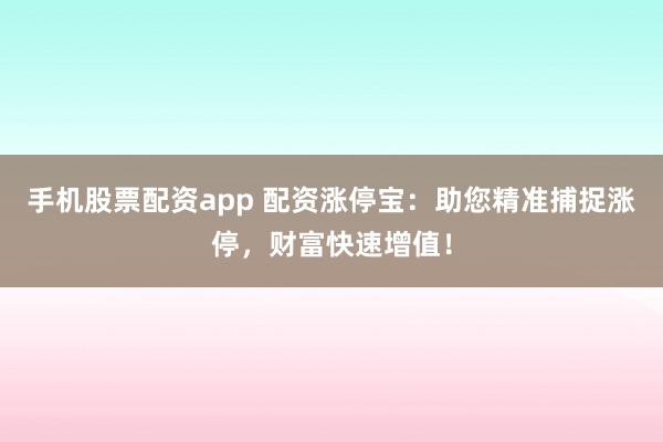 手机股票配资app 配资涨停宝：助您精准捕捉涨停，财富快速增值！