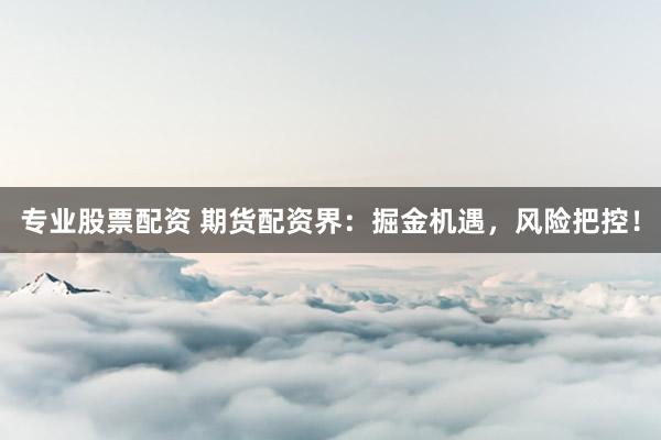 专业股票配资 期货配资界：掘金机遇，风险把控！