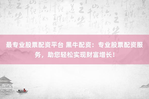 最专业股票配资平台 黑牛配资：专业股票配资服务，助您轻松实现财富增长！