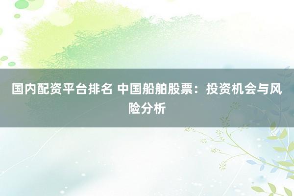 国内配资平台排名 中国船舶股票：投资机会与风险分析