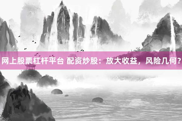 网上股票杠杆平台 配资炒股:放大收益,风险几何?