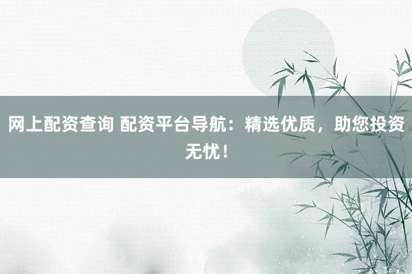 网上配资查询 配资平台导航:精选优质,助您投资无忧!