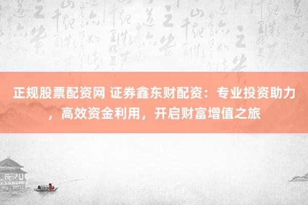 正规股票配资网 证券鑫东财配资：专业投资助力，高效资金利用，开启财富增值之旅