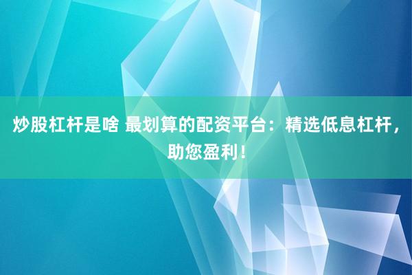 炒股杠杆是啥 最划算的配资平台：精选低息杠杆，助您盈利！