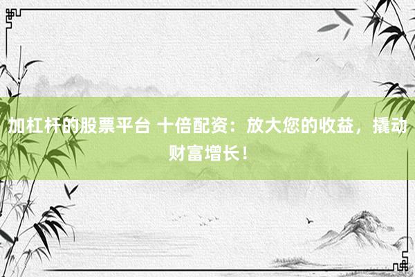 加杠杆的股票平台 十倍配资：放大您的收益，撬动财富增长！