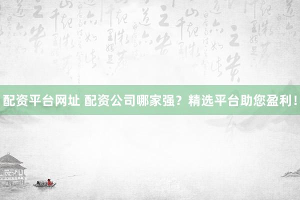 配资平台网址 配资公司哪家强?精选平台助您盈利!