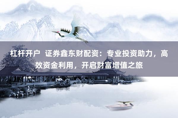 杠杆开户 证券鑫东财配资:专业投资助力,高效资金利用,开启财富增值之旅