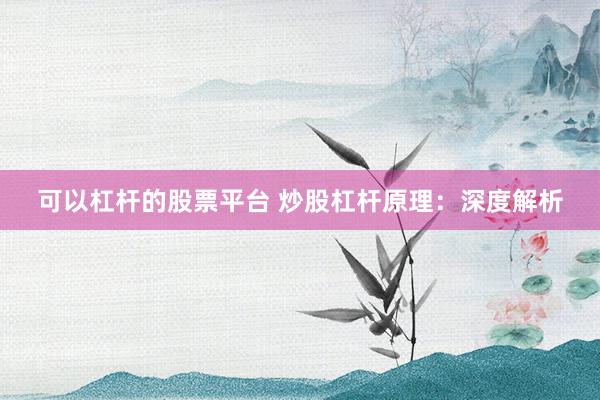 可以杠杆的股票平台 炒股杠杆原理：深度解析