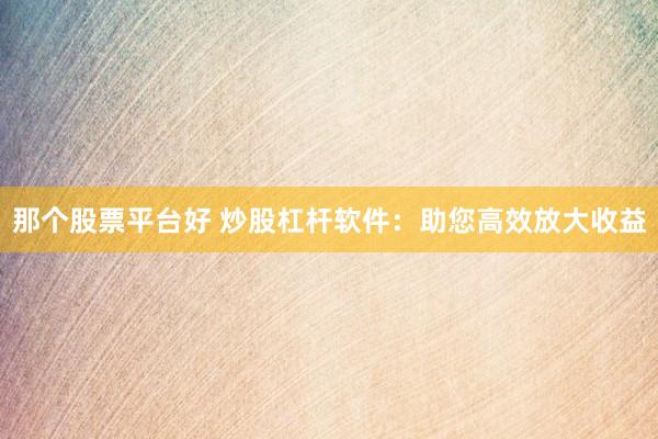 那个股票平台好 炒股杠杆软件：助您高效放大收益
