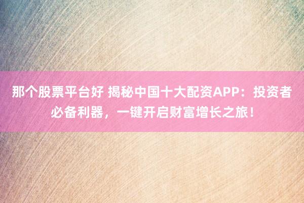 那个股票平台好 揭秘中国十大配资APP：投资者必备利器，一键开启财富增长之旅！