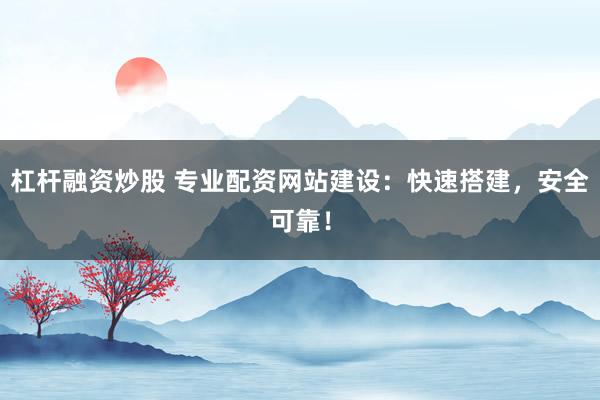 杠杆融资炒股 专业配资网站建设:快速搭建,安全可靠!